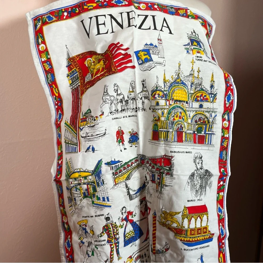 Vintage MCM Venezia Venice Italy souvenir travel Tea towel